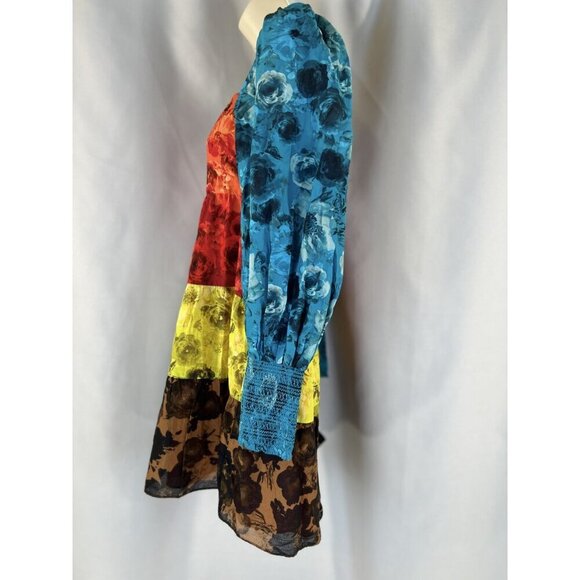 NWT Alice + Olivia Rowen Tiered Square Neck Babydoll Dress $440 - Picture 6 of 13